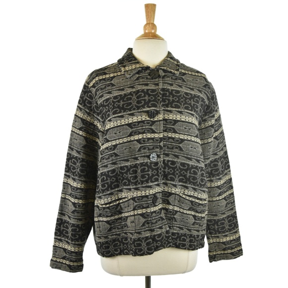 Chico's Abstract Pattern Button Up Jacket - Picture 1 of 6